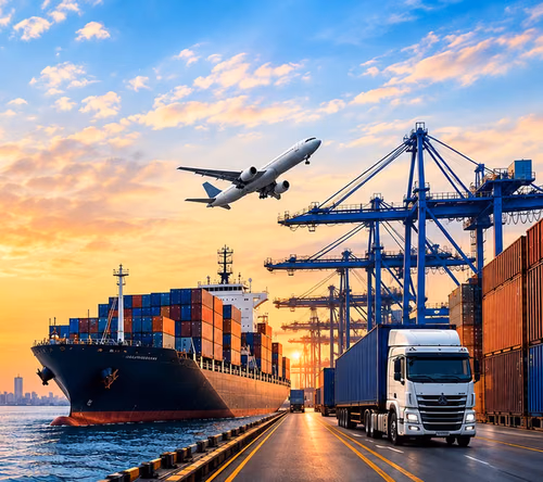 Multimodal supply chain infrastructure - maritime shipping, aviation freight, and highway transport